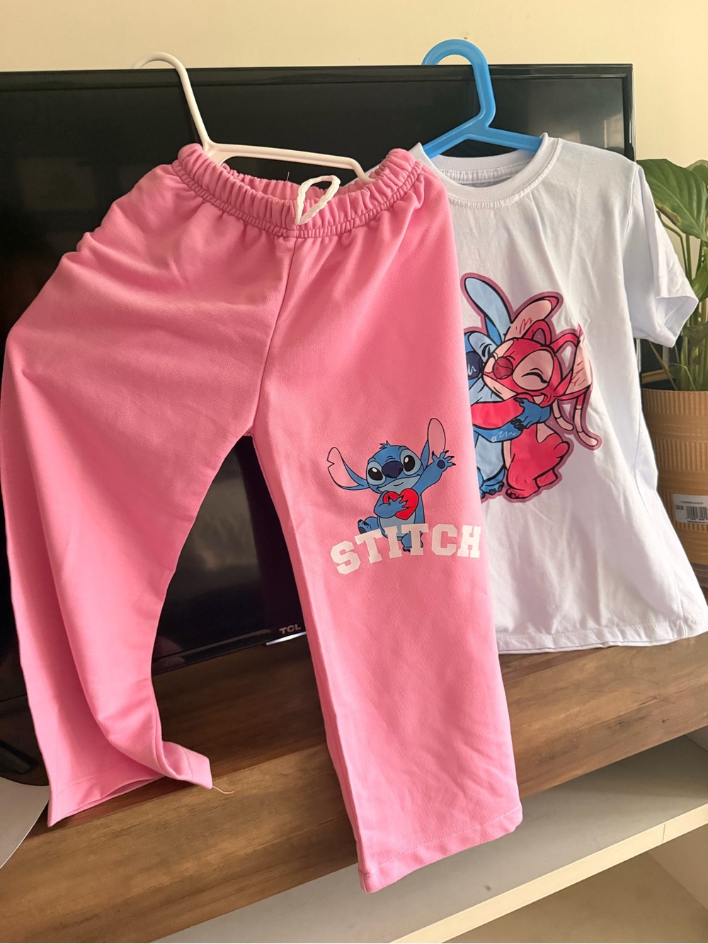 Girls Pink Stitch Set with Character Tee